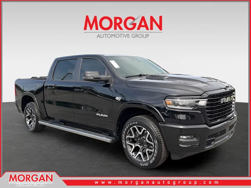 2026 Ram 1500 Laramie in Black — front three-quarter view