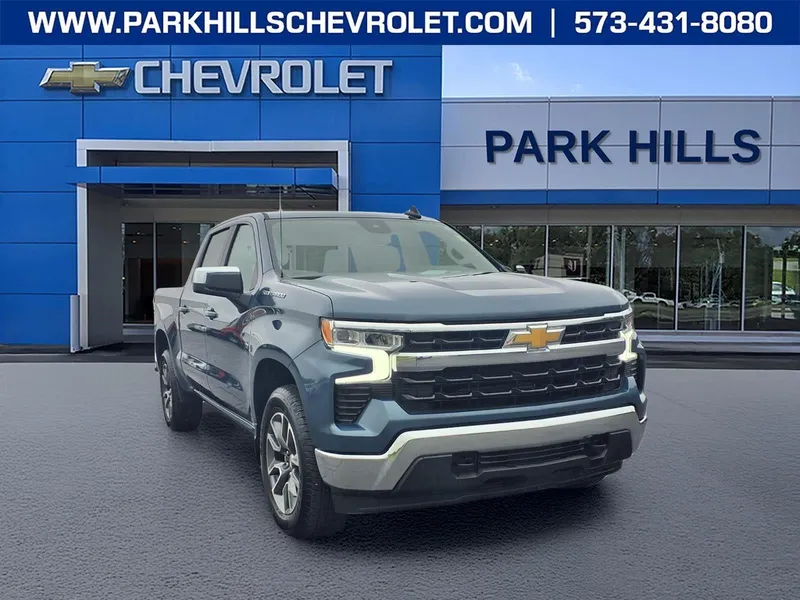 2024 Chevrolet Silverado 1500 LT (2FL) in Lakeshore Blue Metallic — front three-quarter view