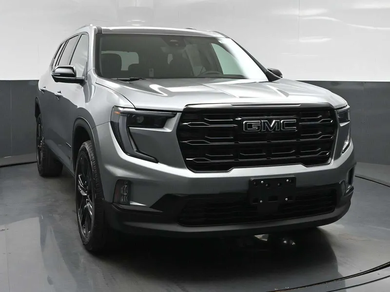 2026 GMC Acadia Elevation in Sterling Metallic — front three-quarter view