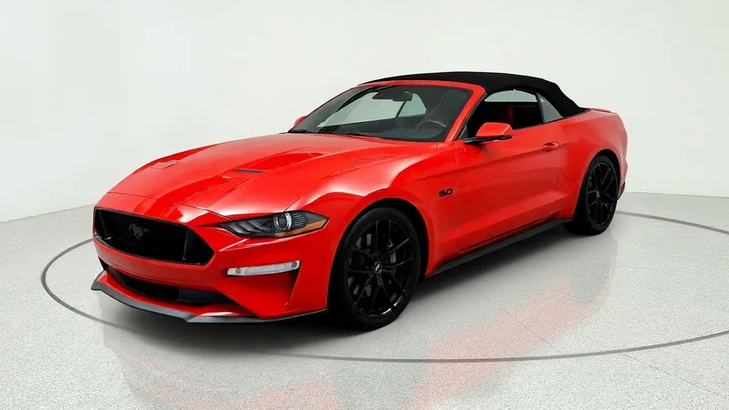 2018 Ford Mustang GT Premium in Red — front three-quarter view