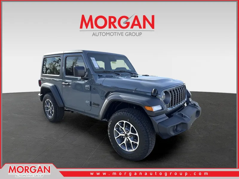 2026 Jeep Wrangler Sport S in Gray — front three-quarter view