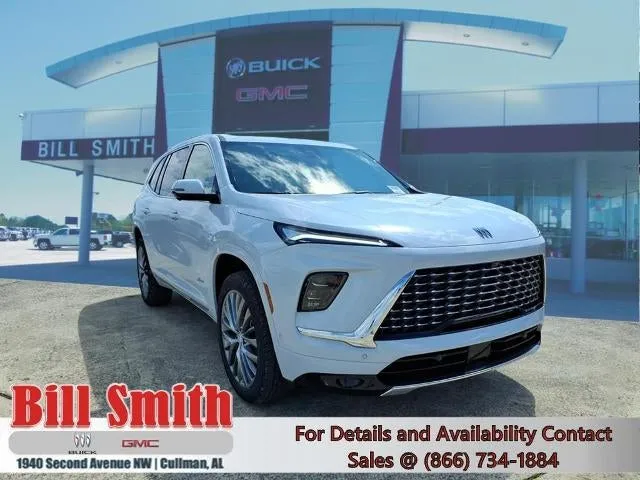 2026 Buick Enclave Avenir in Iridescent White Tricoat — front three-quarter view