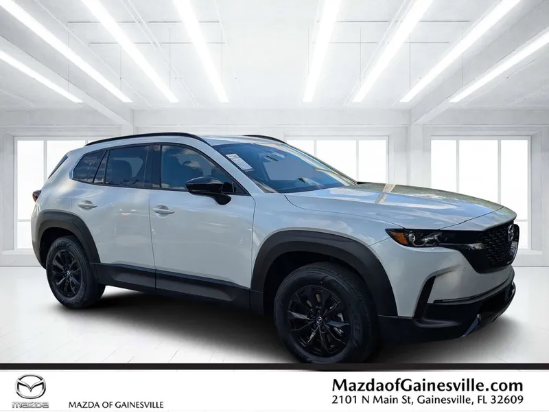 2026 Mazda CX-50 Hybrid Premium in Beige — front three-quarter view