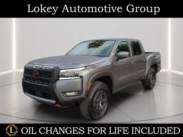 2026 Nissan Frontier PRO-4X in Gun Metallic — front three-quarter view