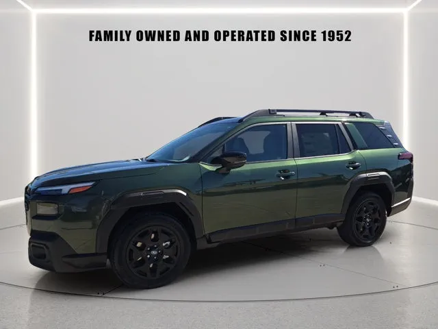 2026 Subaru Outback Limited in Deep Emerald Green Pearl — front three-quarter view