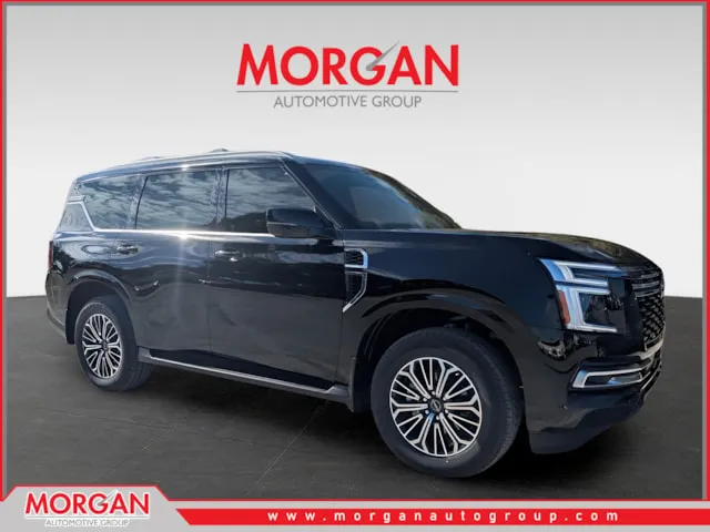 2026 Nissan Armada Platinum in Black — front three-quarter view