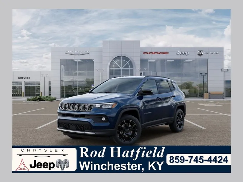 2026 Jeep Compass COMPASS LATITUDE ALTITUDE 4X4 in Fathom Blue Pearl-Coat Exterior Paint — front three-quarter view