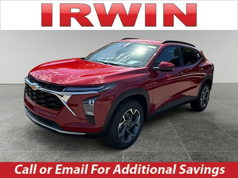 2026 Chevrolet Trax LT in Apex Red — front three-quarter view