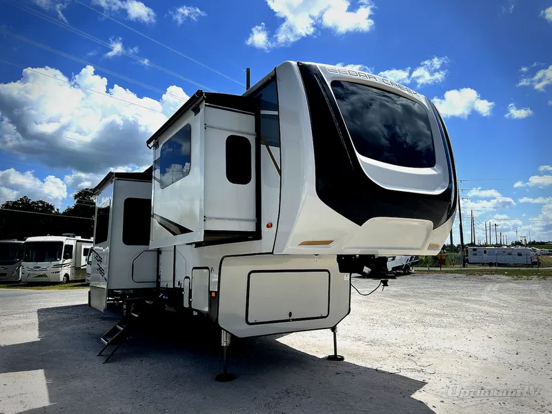 2022 Forest River Cedar Creek — front three-quarter view