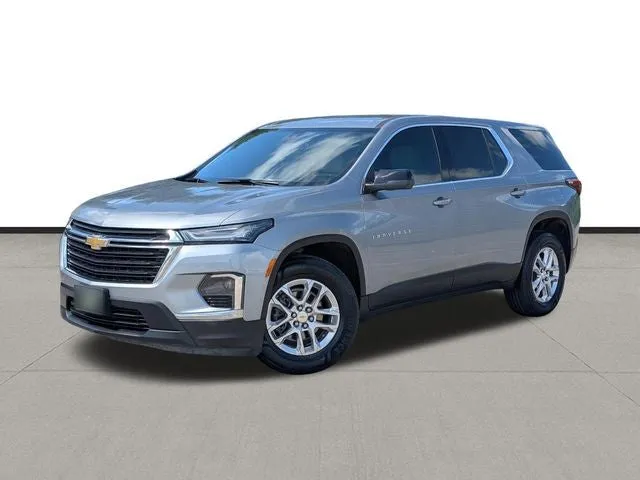 2023 Chevrolet Traverse LS in Sterling Gray Metallic — front three-quarter view