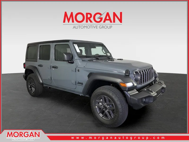 2026 Jeep Wrangler Sport S in Gray — front three-quarter view