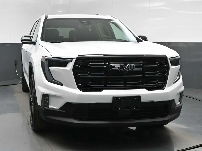 2026 GMC Acadia Elevation in Summit White — front three-quarter view
