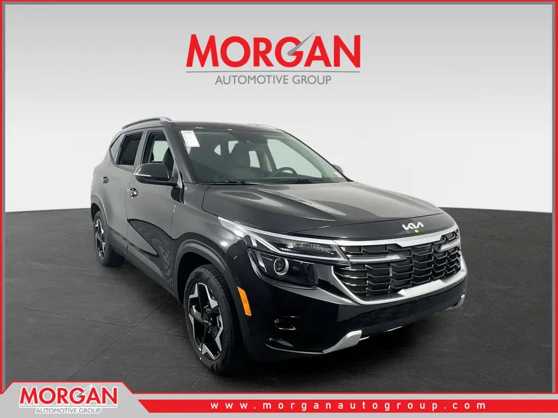 2026 Kia Seltos S in Fusion Black — front three-quarter view
