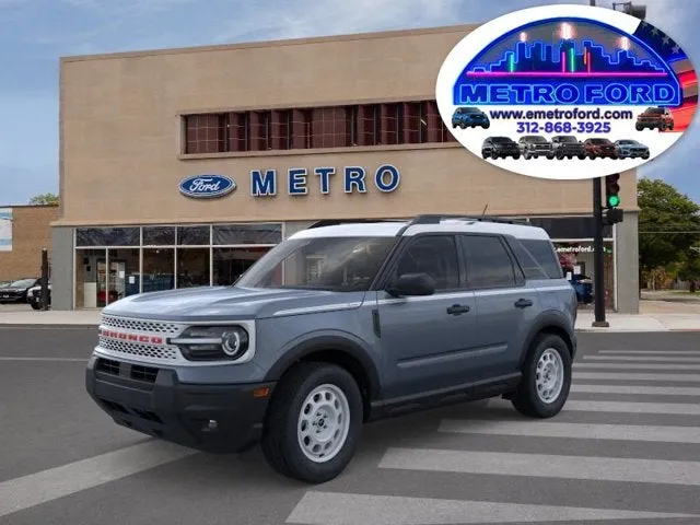 2025 Ford Bronco Sport Heritage in Azure Gray Metallic Tri-Coat — front three-quarter view
