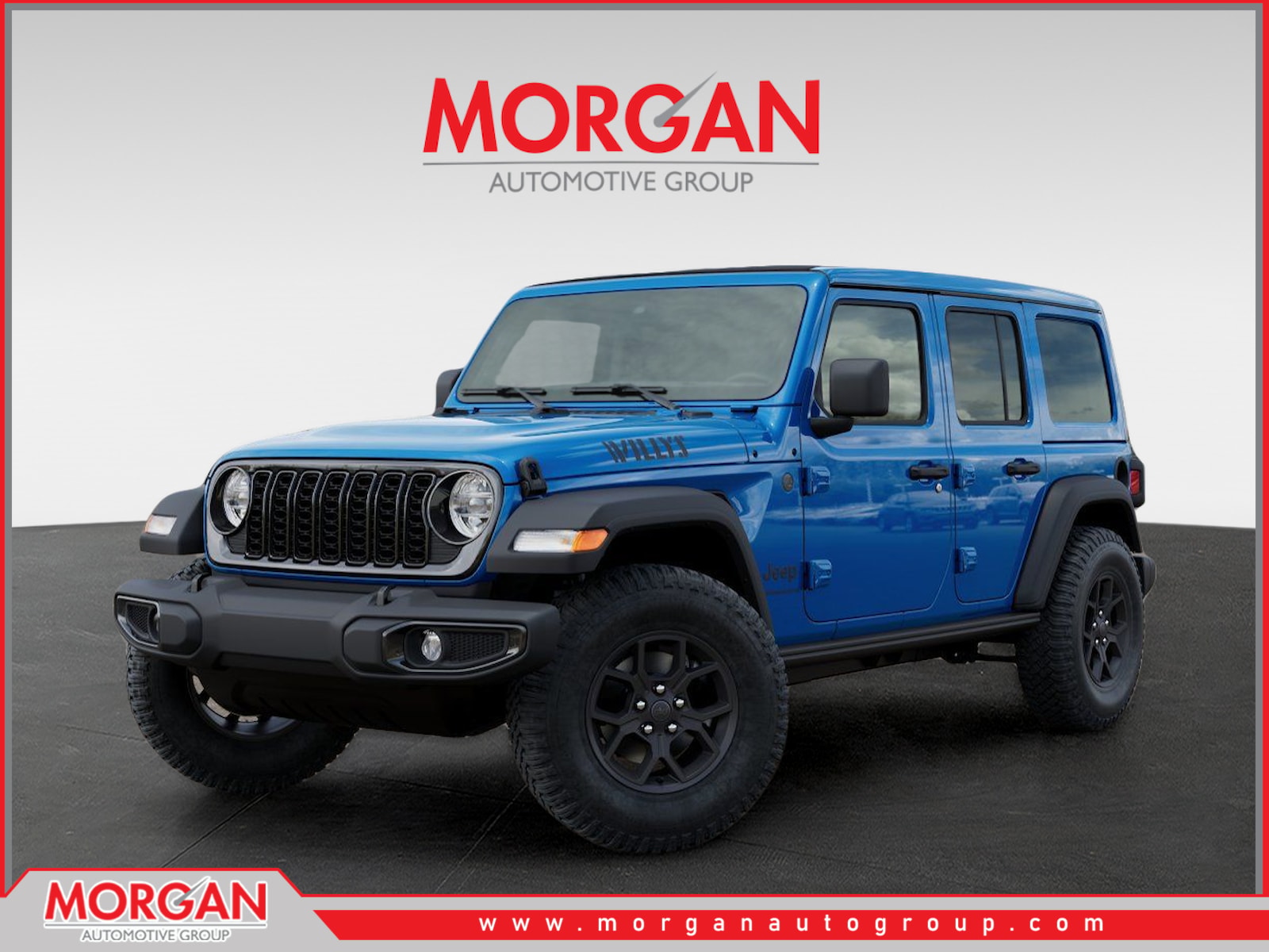 2026 Jeep Wrangler Willys in Blue — front three-quarter view