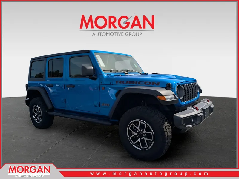 2026 Jeep Wrangler Rubicon in Blue — front three-quarter view