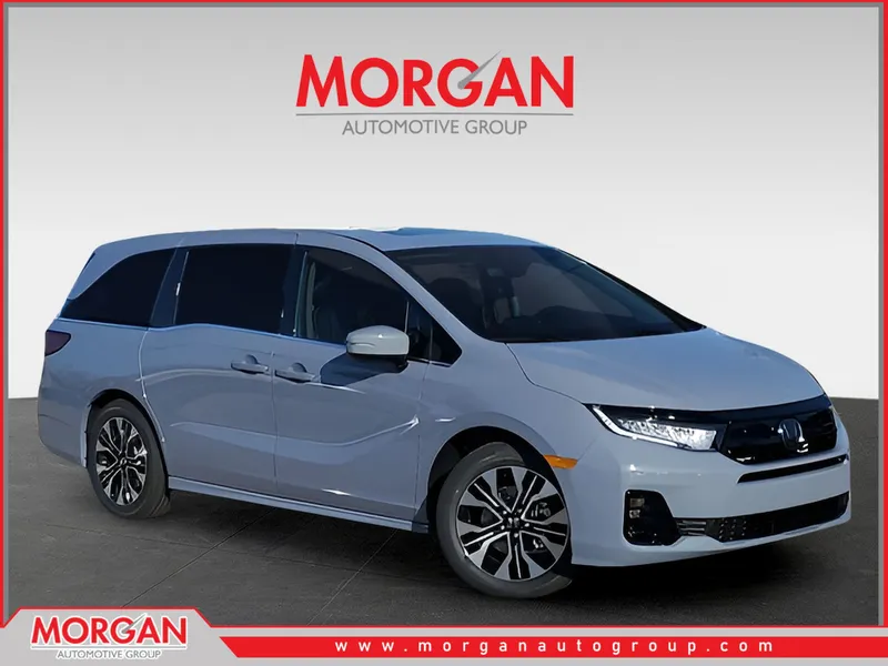 2026 Honda Odyssey Elite in Sonic Gray Pearl — front three-quarter view