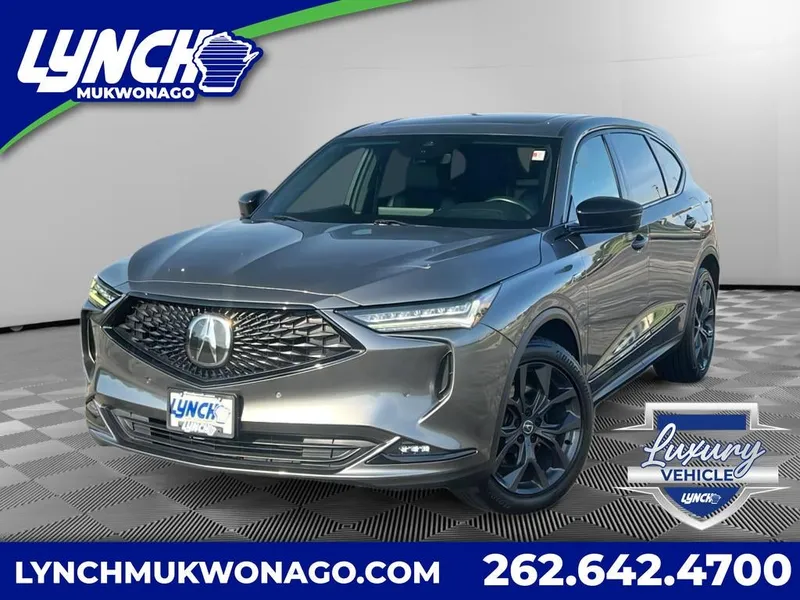 2023 Acura MDX w/A-Spec Package in Liquid Carbon Metallic — front three-quarter view