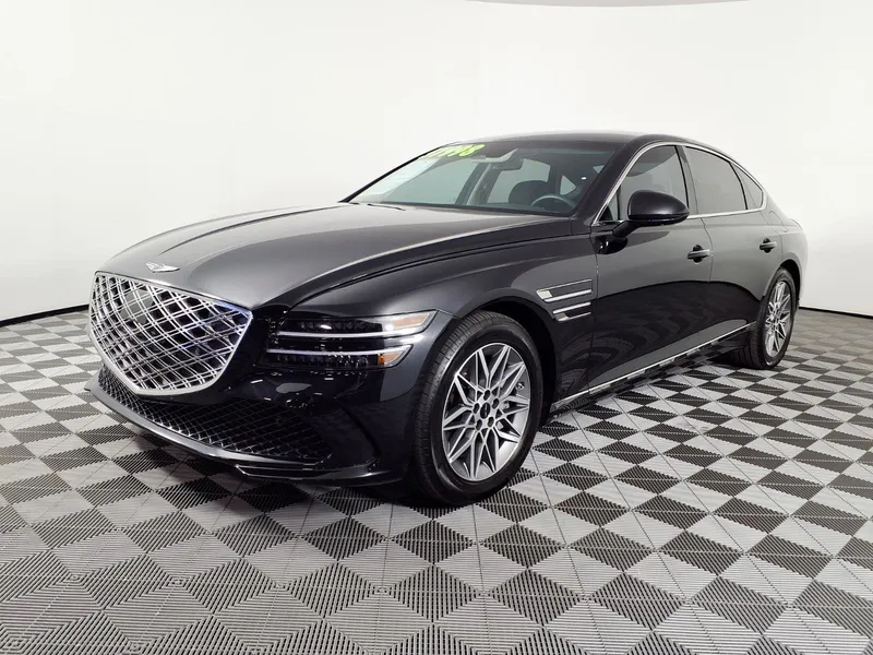 2026 Genesis G80 2.5T in Vik Black — front three-quarter view