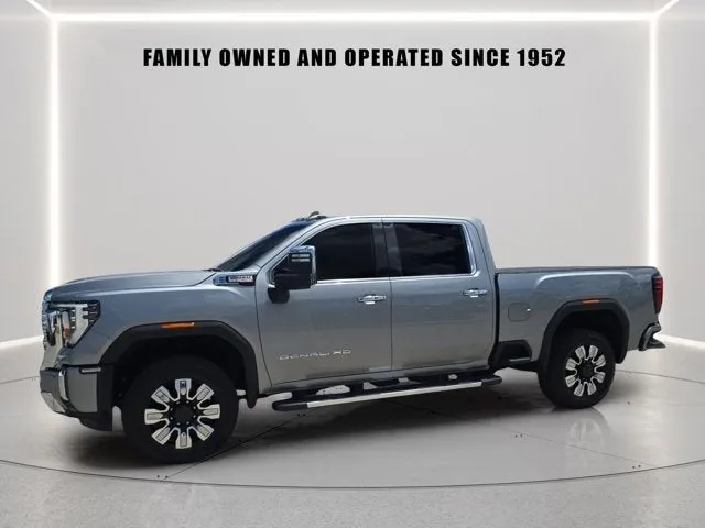 2025 GMC Sierra 3500HD Denali in Sterling Metallic — front three-quarter view
