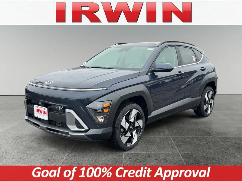 2026 Hyundai Kona Limited AWD in Blue — front three-quarter view
