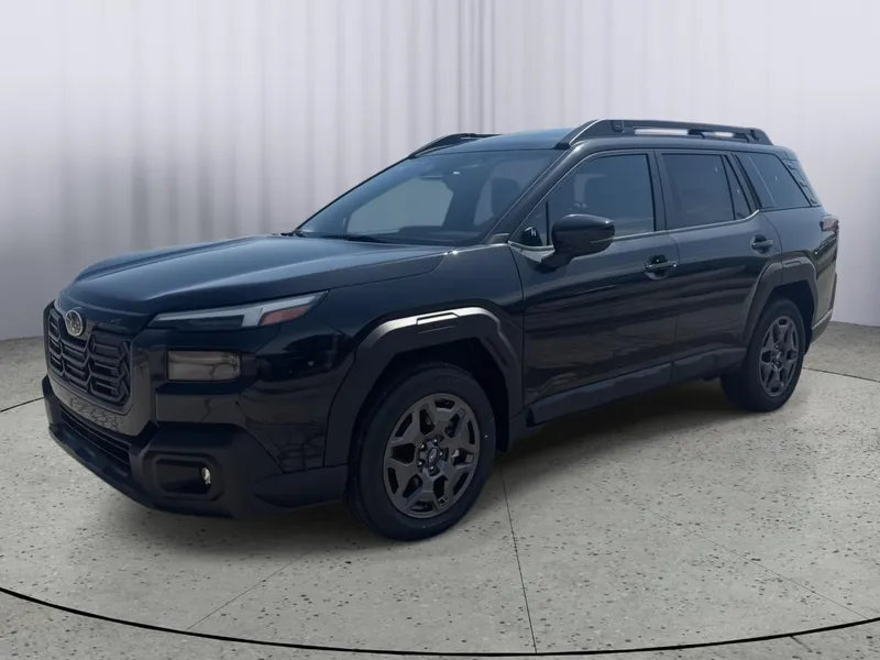 2026 Subaru OUTBACK Premium in Crystal Black Silica — front three-quarter view