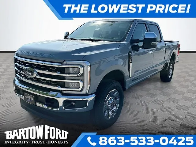 2026 Ford F-250SD Lariat 4WD CREW CAB in Gray Metallic — front three-quarter view