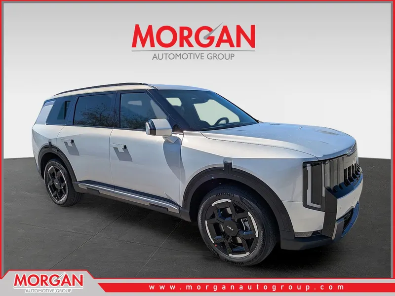 2027 Kia Telluride EX in Ivory Silver — front three-quarter view
