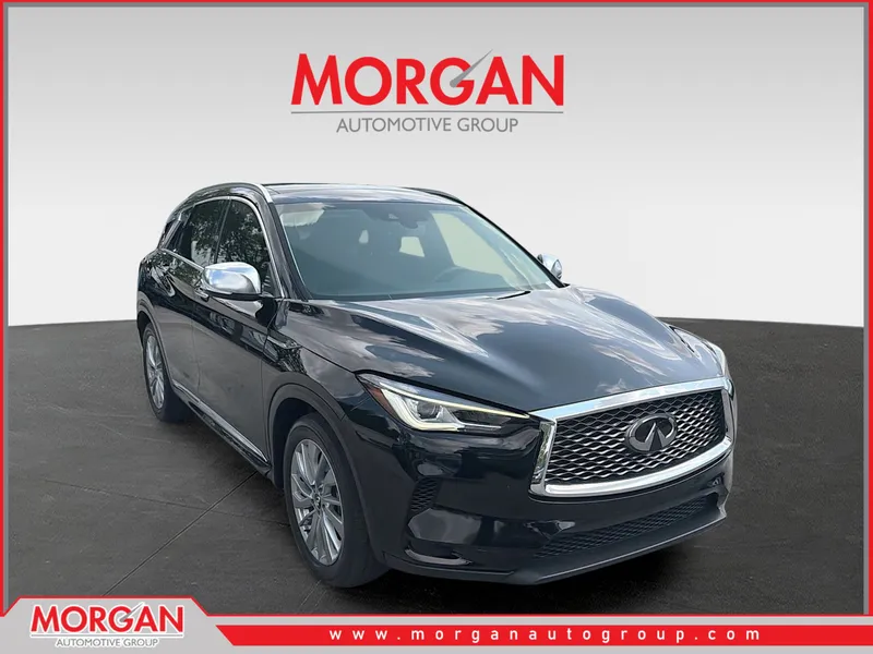 2024 INFINITI QX50 LUXE in Black Obsidian — front three-quarter view