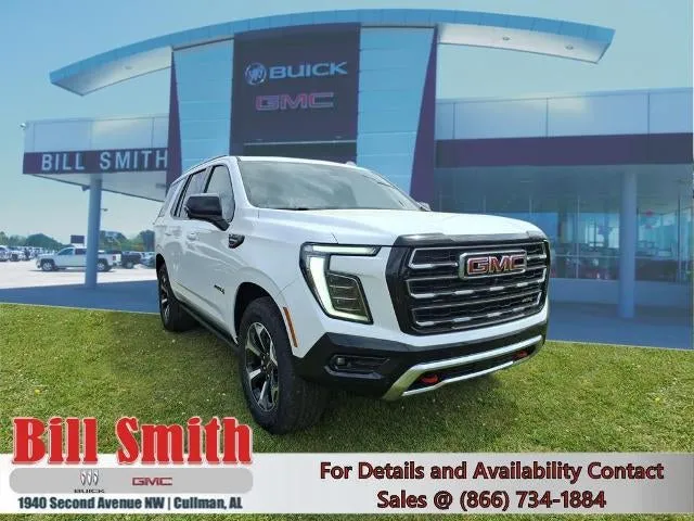 2026 GMC Yukon AT4 in Summit White — front three-quarter view
