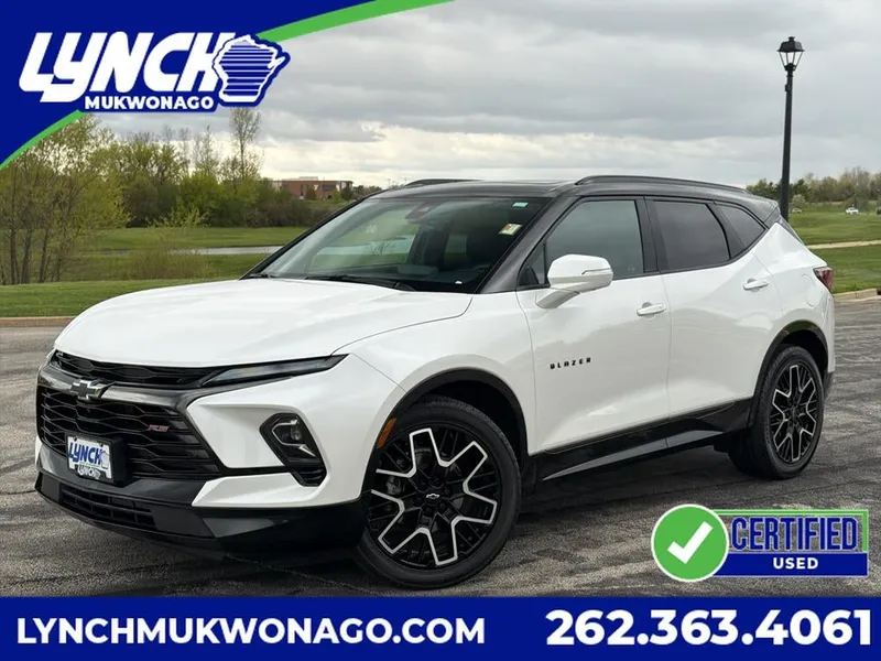 2024 Chevrolet Blazer RS in Iridescent Pearl Tricoat — front three-quarter view