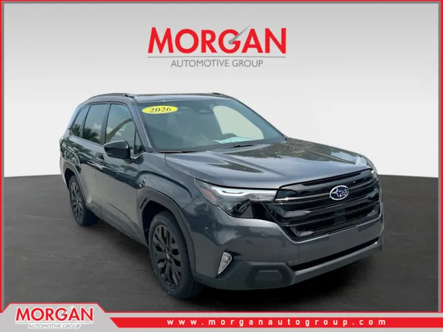 2026 Subaru Forester Sport in Gray — front three-quarter view