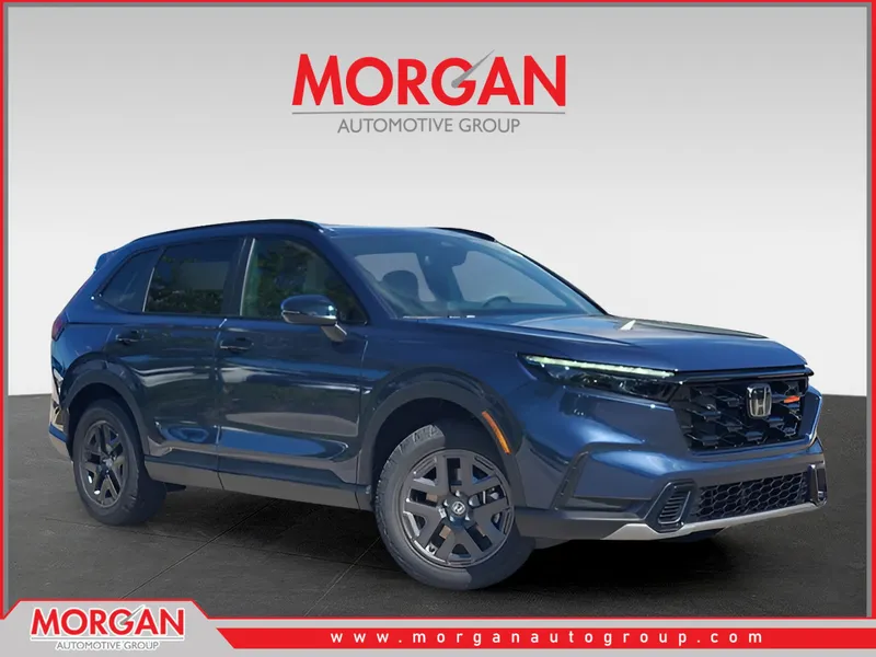 2026 Honda CR-V Hybrid TrailSport in Canyon River Blue Metallic — front three-quarter view