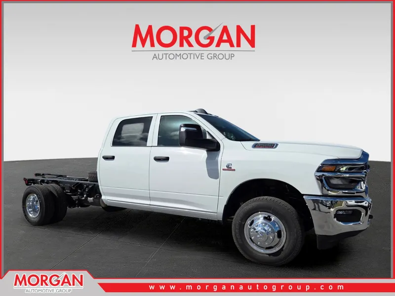 2026 Ram 3500 Tradesman in White — front three-quarter view