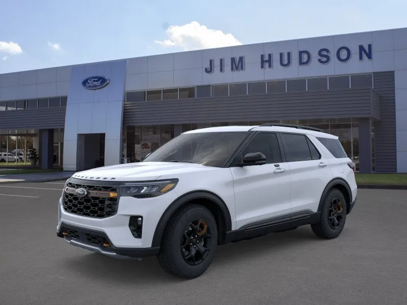 2026 Ford Explorer Tremor in White — front three-quarter view