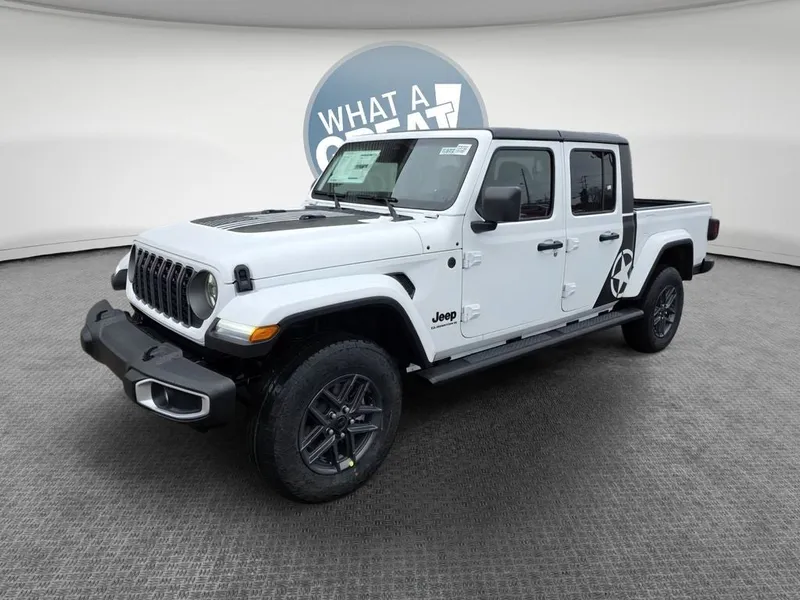 2026 Jeep Gladiator Sport S in Bright White Clearcoat — front three-quarter view