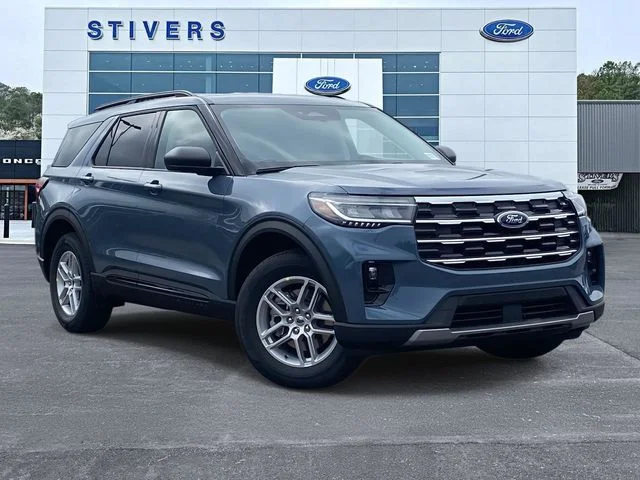 2026 Ford Explorer Active in Vapor Blue Metallic — front three-quarter view