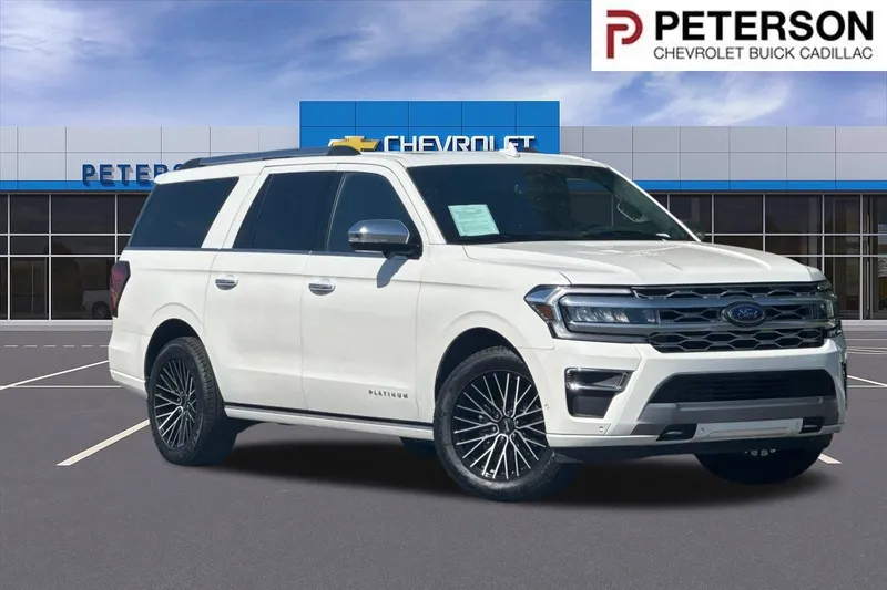2024 Ford Expedition Max Platinum in White Diamond — front three-quarter view