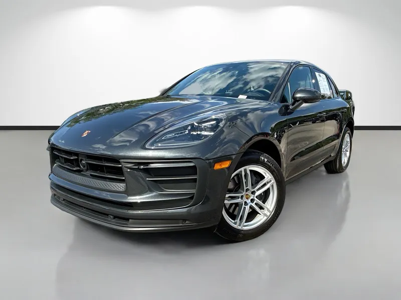 2025 Porsche Macan Base in Gray — front three-quarter view