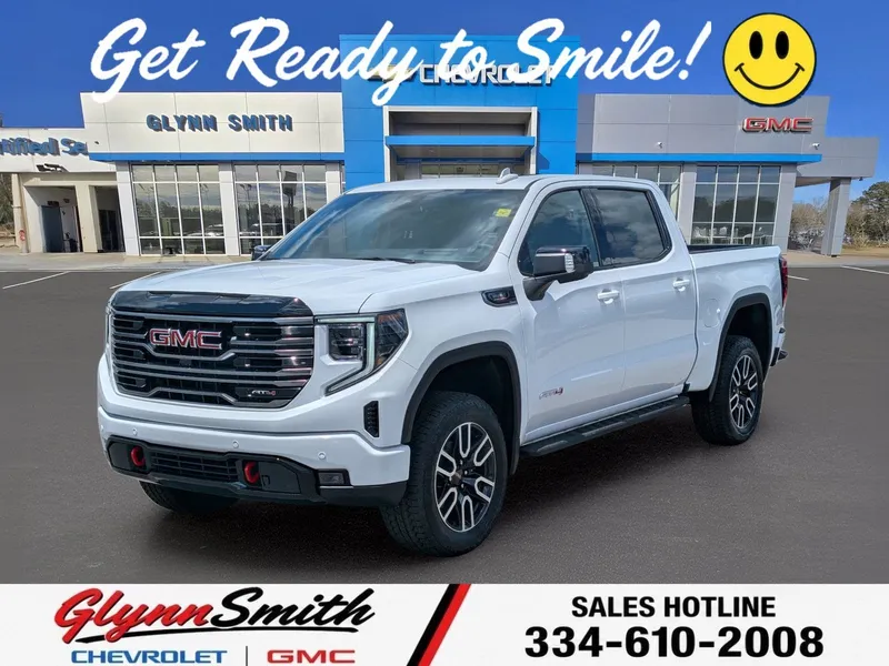 2026 GMC Sierra 1500 AT4 in Summit White — front three-quarter view