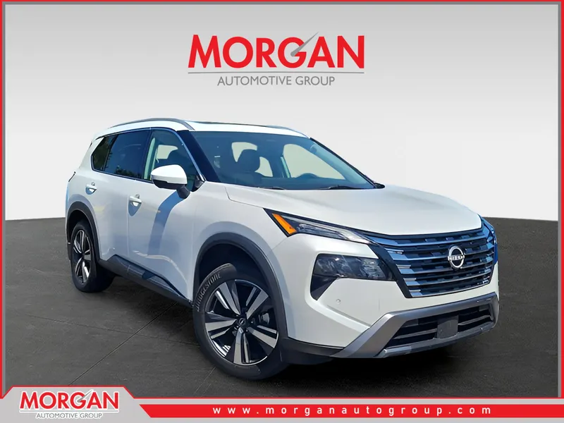 2024 Nissan Rogue SL in White — front three-quarter view