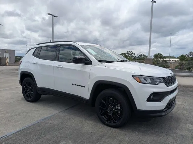2026 Jeep Compass Latitude in Bright White Clear-Coat Exterior Paint — front three-quarter view
