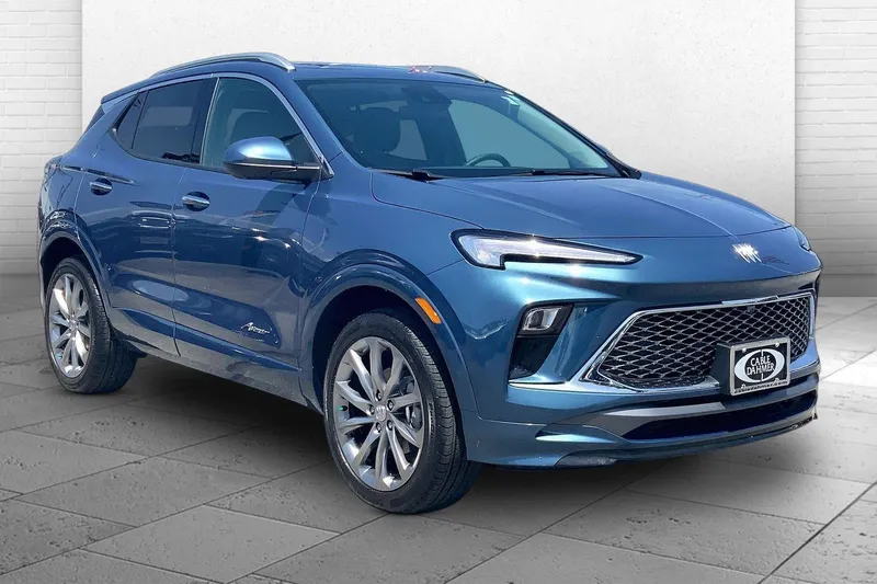 2026 Buick Encore GX Avenir in Ocean Blue Metallic — front three-quarter view