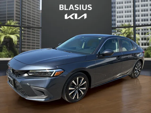 2022 Honda Civic EX-L in Meteorite Gray Metallic — front three-quarter view