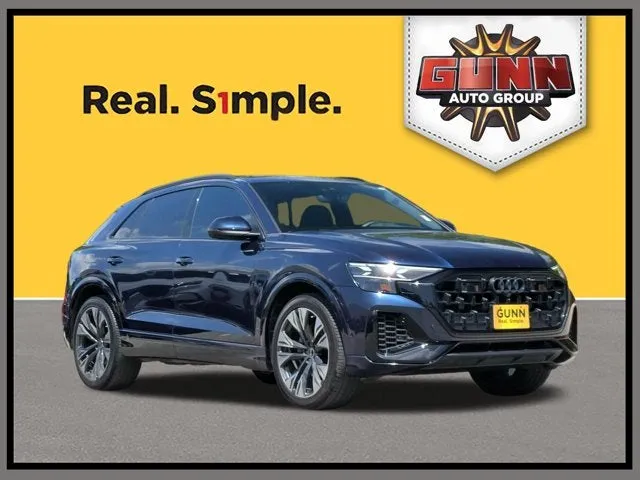 2024 Audi Q8 Prestige in Blue — front three-quarter view