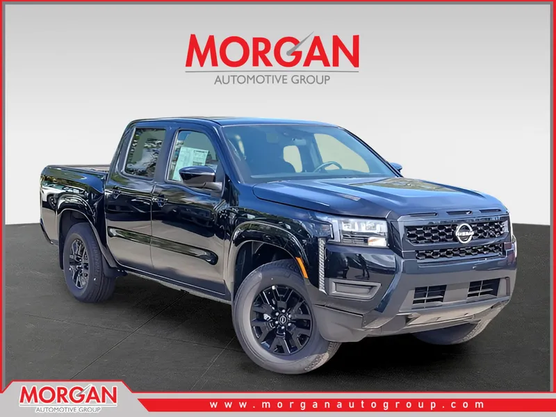 2026 Nissan Frontier SV in Black — front three-quarter view