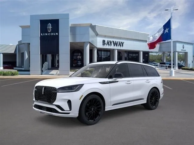 2026 Lincoln Aviator Reserve in Pristine White Metallic Tri-Coat — front three-quarter view