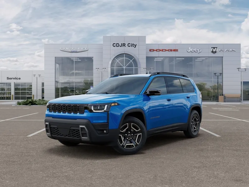 2026 Jeep Cherokee CHEROKEE LIMITED 4X4 in Hydro Blue Pearl-Coat Exterior Paint — front three-quarter view