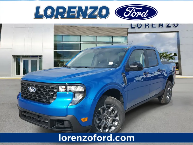 2026 Ford Maverick XLT in Velocity Blue — front three-quarter view