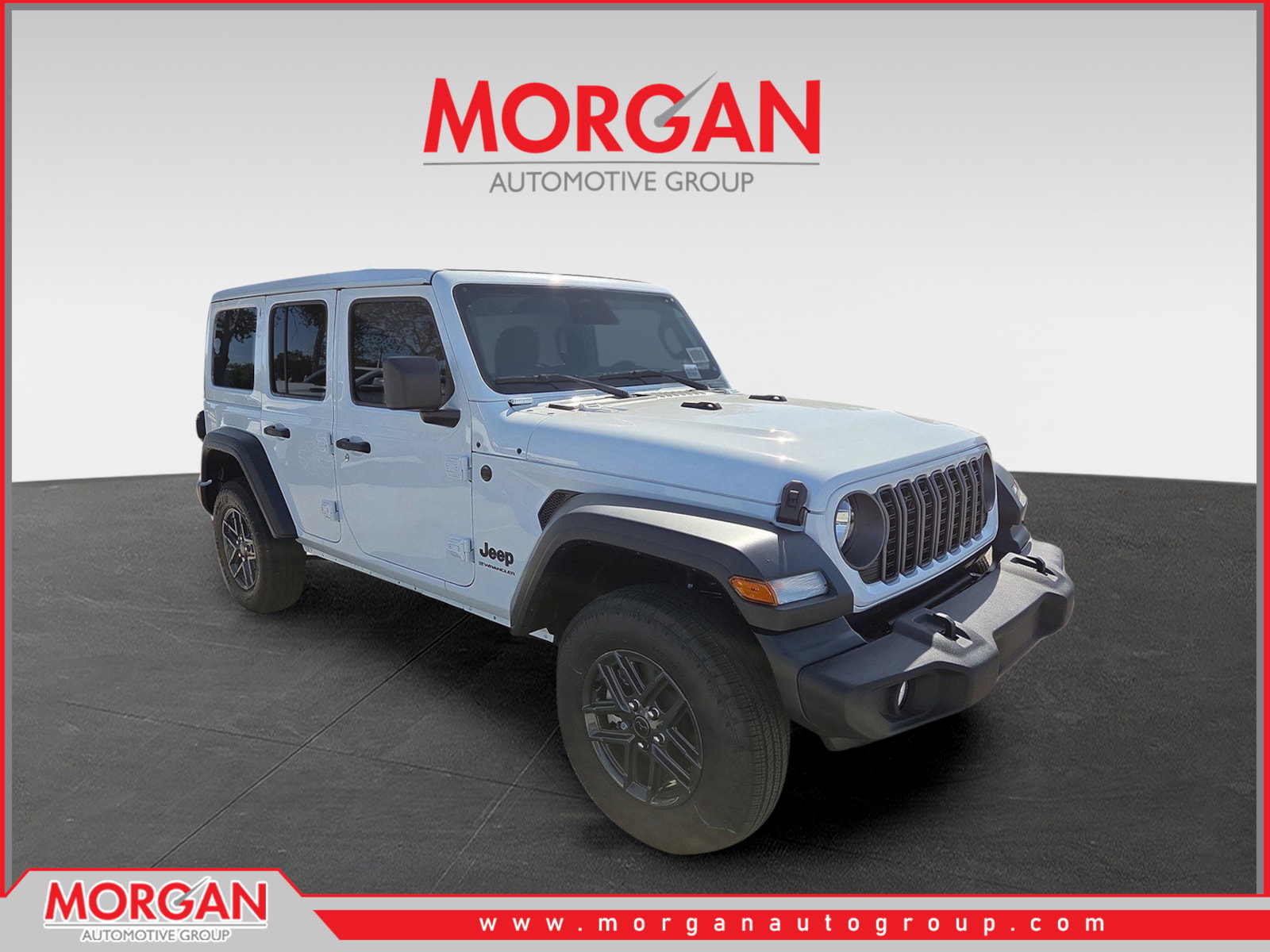 2026 Jeep Wrangler Sport S in White — front three-quarter view